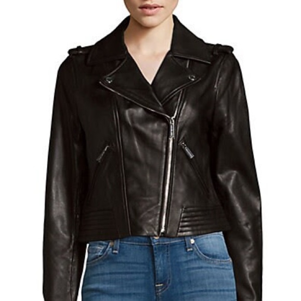Michael Kors Genuine Leather Moto Jacket